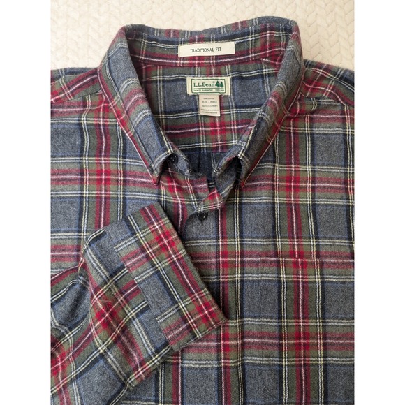 Vintage LL Bean Mens Flannel Shirt Plaid Button Up Long Sleeve XXL - Picture 1 of 7